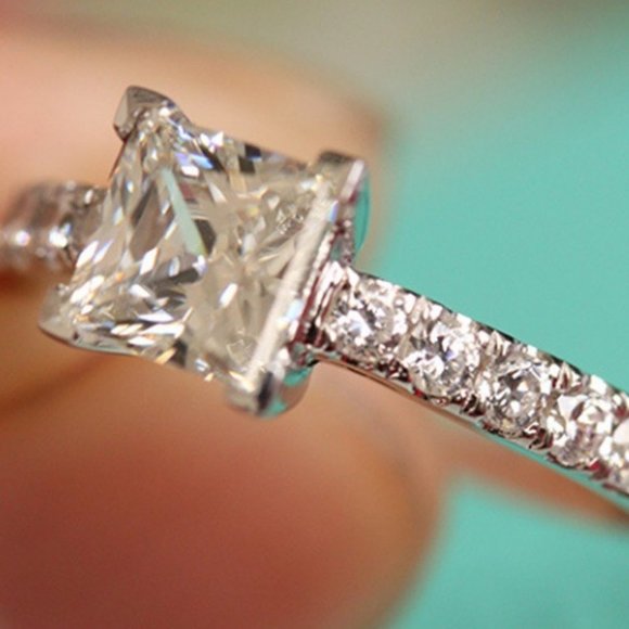 *NEW 925 Sterling Silver Princess Cut Diamond Ring - Picture 4 of 5